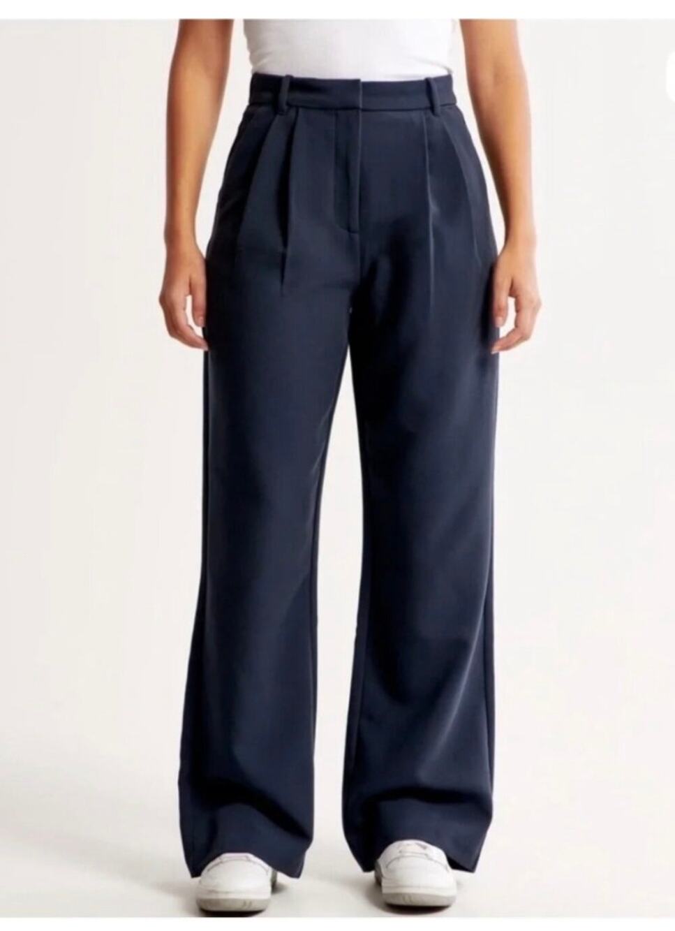 Abercrombie & Fitch Sloane Tailored Wide Leg Pants Navy Blue Size 30 / 10R